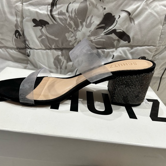 Schutz Block heel studded sandals Victoria Crystal NWT. New in box with dust bag - Picture 7 of 7
